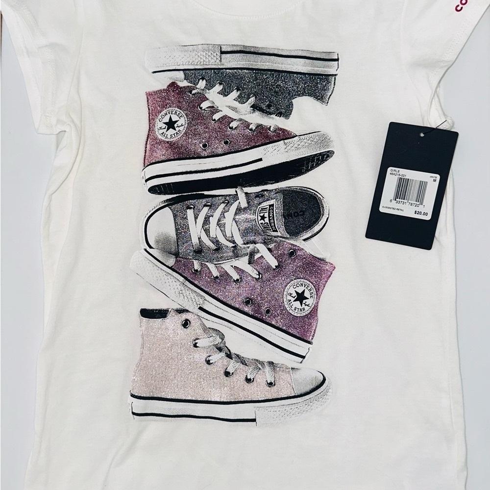 Converse Kids Sneaker Graphic Tee - White with Purple and Black